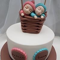 Twins boy&girl christening cake