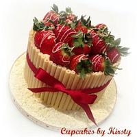 White chocolate and strawberry cake
