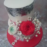 Red & Silver Wedding Cake