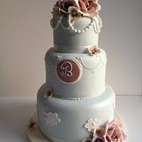 Three Tier Vintage style wedding cake