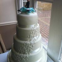 4tier heart wedding cake 