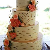 Birch Wood Grain Wedding Cake
