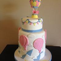 Hot air balloon cake with cute elephant 