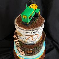 Tree stump and tractor cake for 70th bday.