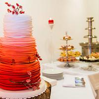 Autumn Ombre Wedding Cake with Rose Hips