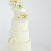 Wedding cake with peonies