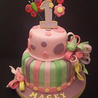 Pink & Girlie 1st Birthday Cake