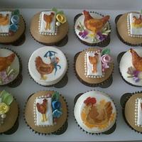 Painted hen cakes for hen party