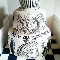 Hand Painted Alice In Wonderland Cake