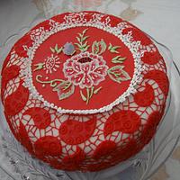 Brushed Embroidery cake