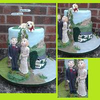 Water fall and Mountain Wedding cake