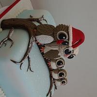 Owl Family Christmas cake
