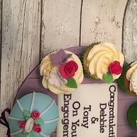 Floral Engagment Cupcake Board