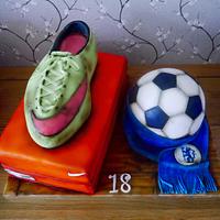Football themed 18th birthday cake