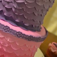 pink and purple ombre ruffle princess cake 