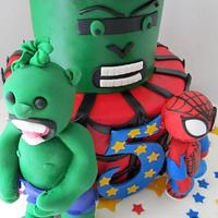 Spider-Man & Hulk 5th Birthday Cake