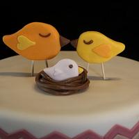 Kissing Birds Chevron cake