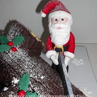 Log and Santa Christmas cake