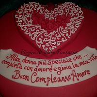 Cake romantic red heart