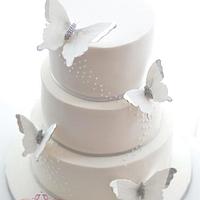 Sparkly butterfly wedding cake