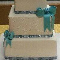 Teal and White Wedding Cake