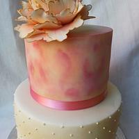 Peachy Pink Peony Cake