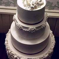 Wedding cake with white flower