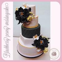 Blackberry peony wedding cake