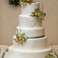 Gumpaste Orchids on Wedding Cake