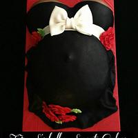 Black & Red Pregnant Belly Cake