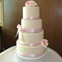 Pink/Bling Four Tiered Wedding Cake