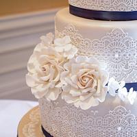 Chantilly lace wedding cake
