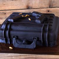 Gun Case Cake with Edible Glock 9mm Gun, Clip & Bullets