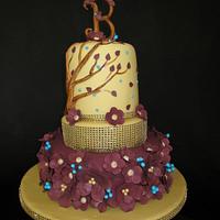 Burgundy and Gold Birthday Cake