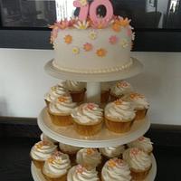 70th Cake and Cupcake Tower