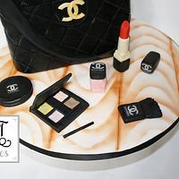 Chanel bag with matching makeup.