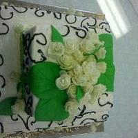 Green black and white 3 tier wedding cake