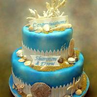 Seashore Themed Engagement Cake