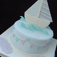 Sailing boat christening cake