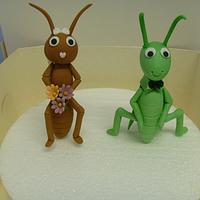 Ant and Grasshopper cake toppers