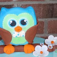 Baby Boy Owl Shower Cake 