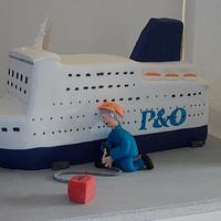 Ferry boat and dock worker birthday cake