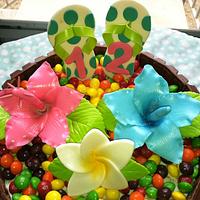 Hawaiian Kit Kat & Skittles "cake"