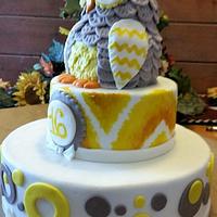 A sweet 16 owl birthday cake
