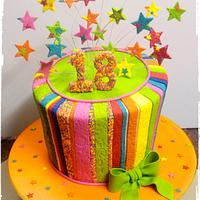 Funky Fun Colourful 18th Birthday cake