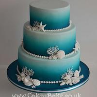 Airbrushed Sea Themed Wedding Cake