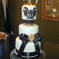 black and white anniversary cake