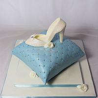 Cinderella Slipper on a Pillow Wedding Cake