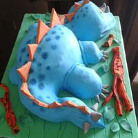 sculptured dinosaur cake