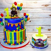 Curious George 1st Birthday Cake and Smash Cake